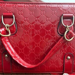 Red Embossed Handbag